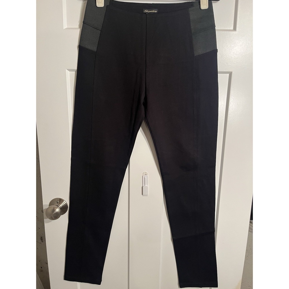 Shinestar Black Pants Womens Large L Elastic Side Panel Stretch Skinny P2000B